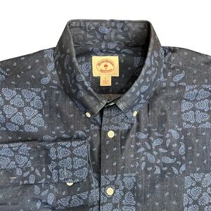 Brooks Brothers Red Fleece Shirt Mens Large Blue Paisley Patchwork Button Down